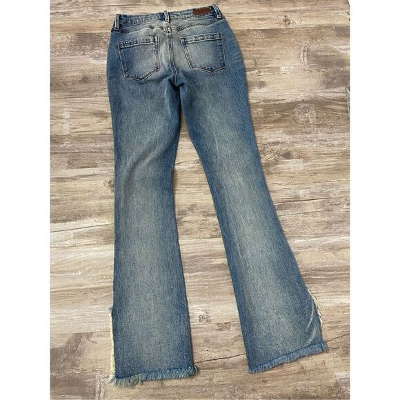 Blank NYC The Hoyt Jeans High Rise Mini Flare Raw Hem Women’s Sz 25 Waist - Picture 7 of 9